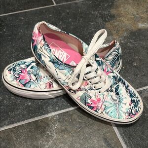 Vans Women's Floral Canvas Sneakers - White and Pink